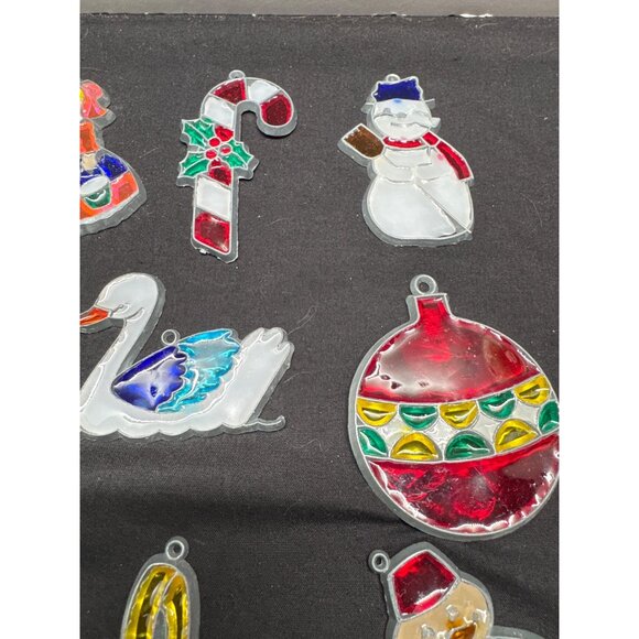 Set Of 21 Stained Glass-Style Christmas Ornaments With Holiday Figures & Shapes - Picture 6 of 9